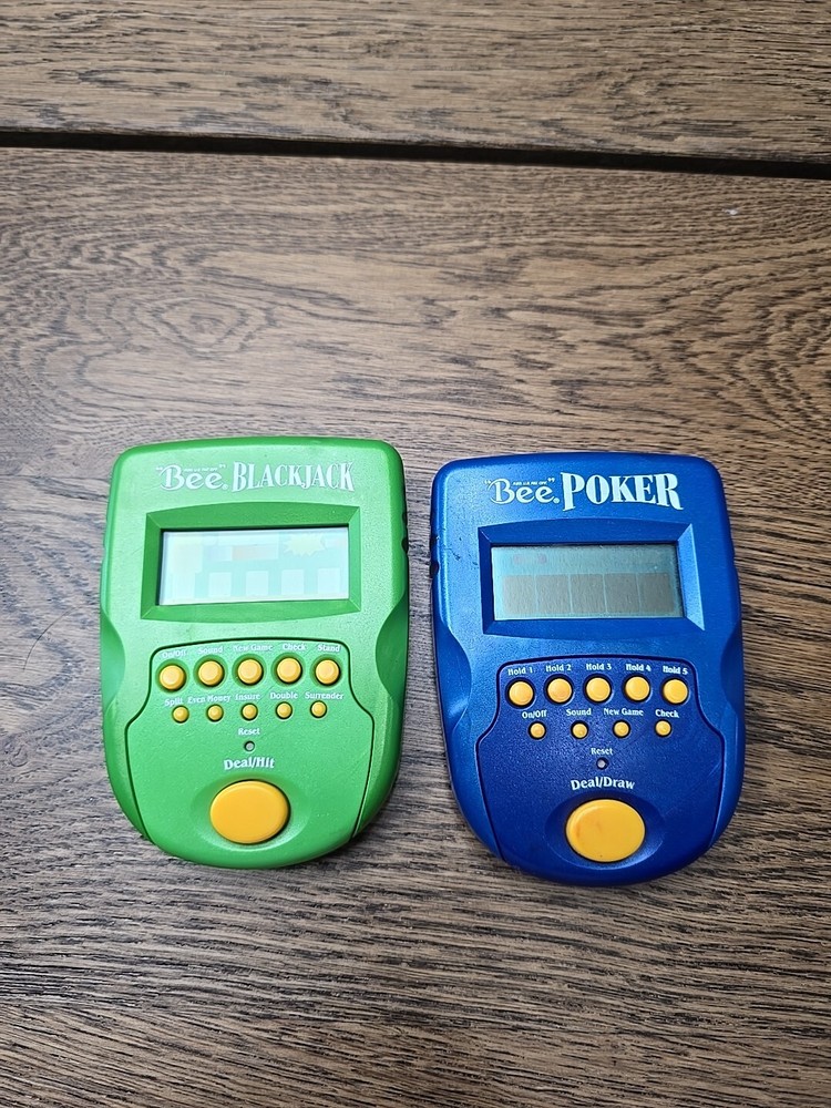 Bee Blackjack Poker Casino Electronic Handheld Games 2003 Techno Source Vtg Work