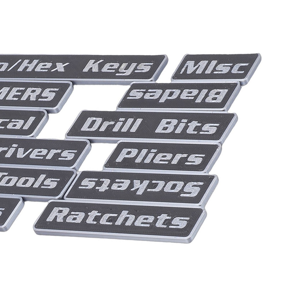 3-12pcs Magnetic Toolbox Labels Reusable 3D Printed Toolbox Drawer Tags Black