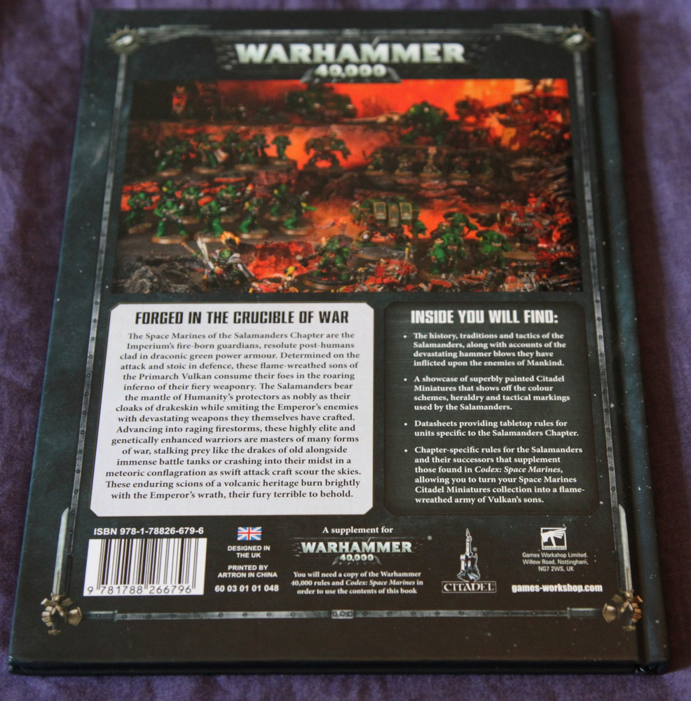 Warhammer 40k, Salamanders Codex Supplement, Hardback Edition, Games Workshop