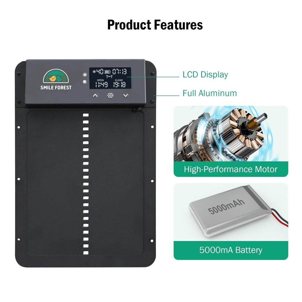 Automatic Chicken Coop Door with Light Sensor & Timer Control - Multi-Mode Chick