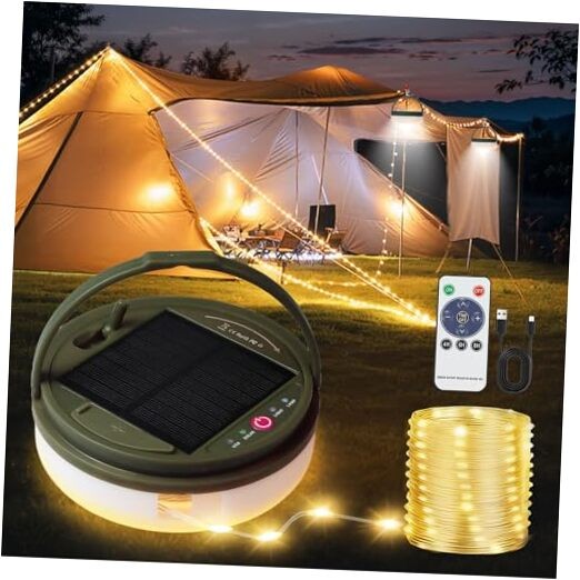 Solar Camping String Lights, 39.4FT Portable Waterproof Camping Light 1 Pack