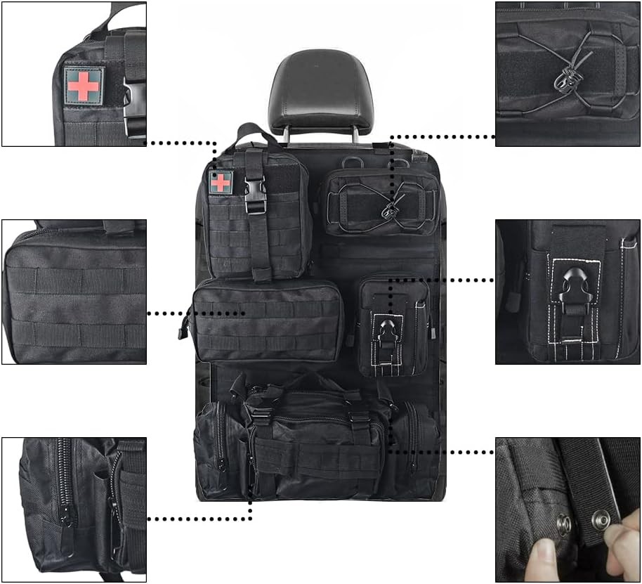Universal Tactical Seat ​Back Organizer Vehicle Molle Panel Black