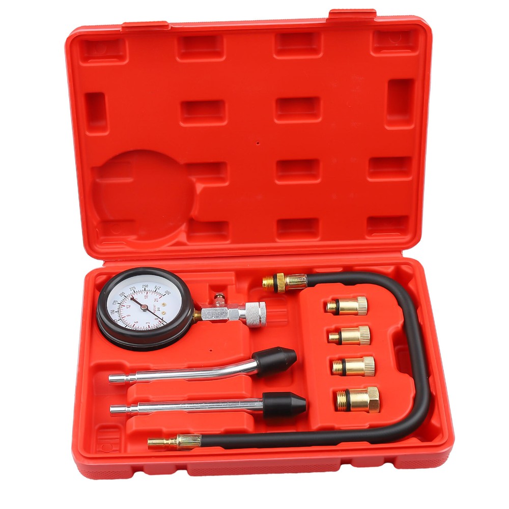 8-Piece Gasoline Engine Compression Tester Kit Universal Cylinder Pressure Tool