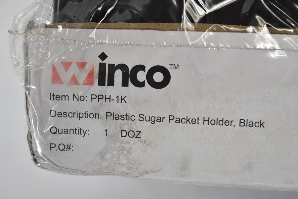 Winco 12 Pack Plastic Sugar Packet Holders Black PPH-1K Tableware Decor
