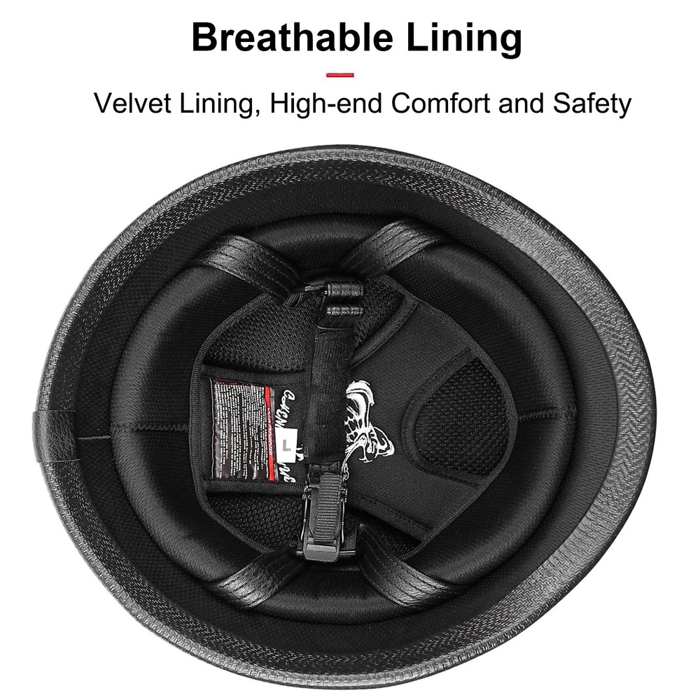 German Style Motorcycle Helmet, Retro Leather Half Medium, Black