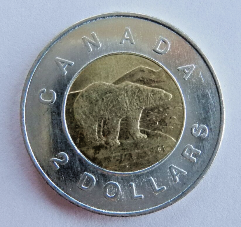 Three (3) Canada $2 Dollar Toonie Coins 1996 (x2), 2009