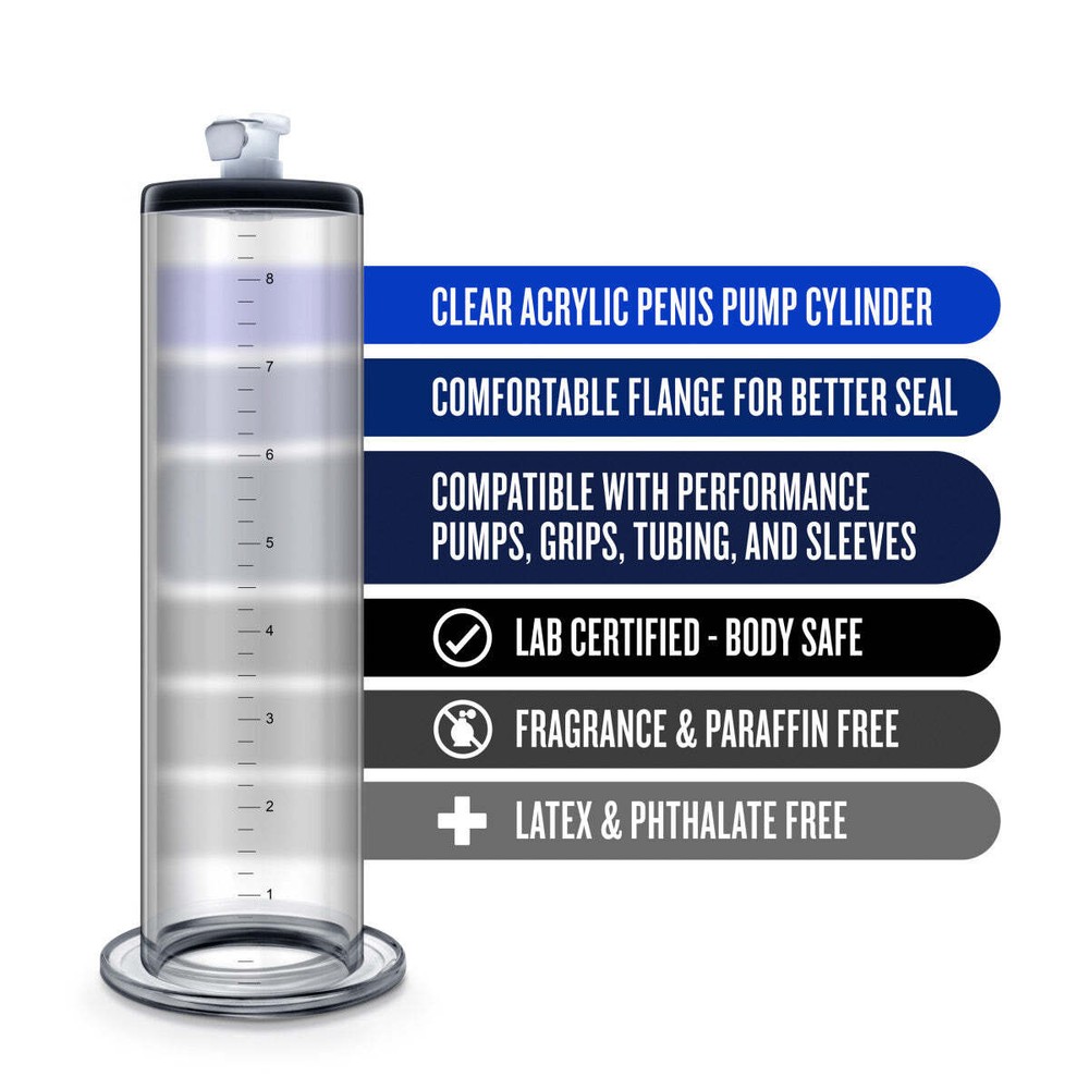 Performance - Nterchangable 9" L x 2" W Acrylic Cylinder Penis Pump Accessory