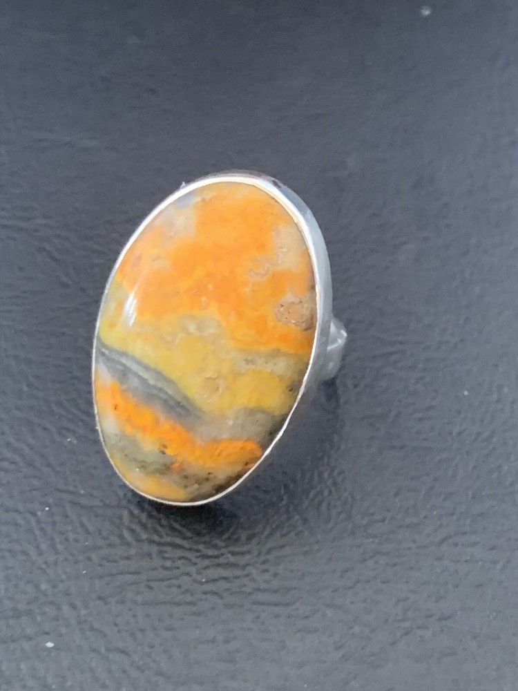 Bumble Bee Jasper Navajo Sterling Silver Ring Size 8 (Adjustable) 11542