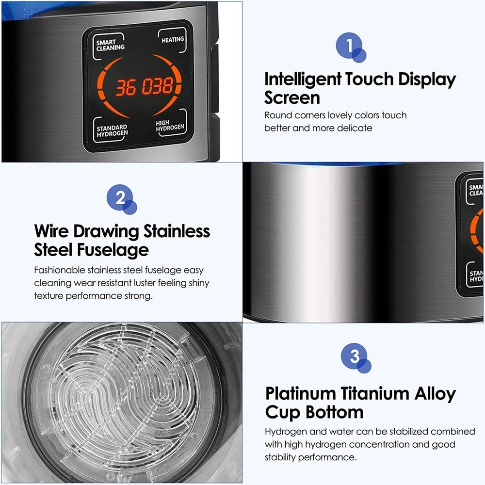 Hydrogen Water Generator Portable Water Ionizer Hydrogen-rich Water Bottle 2L