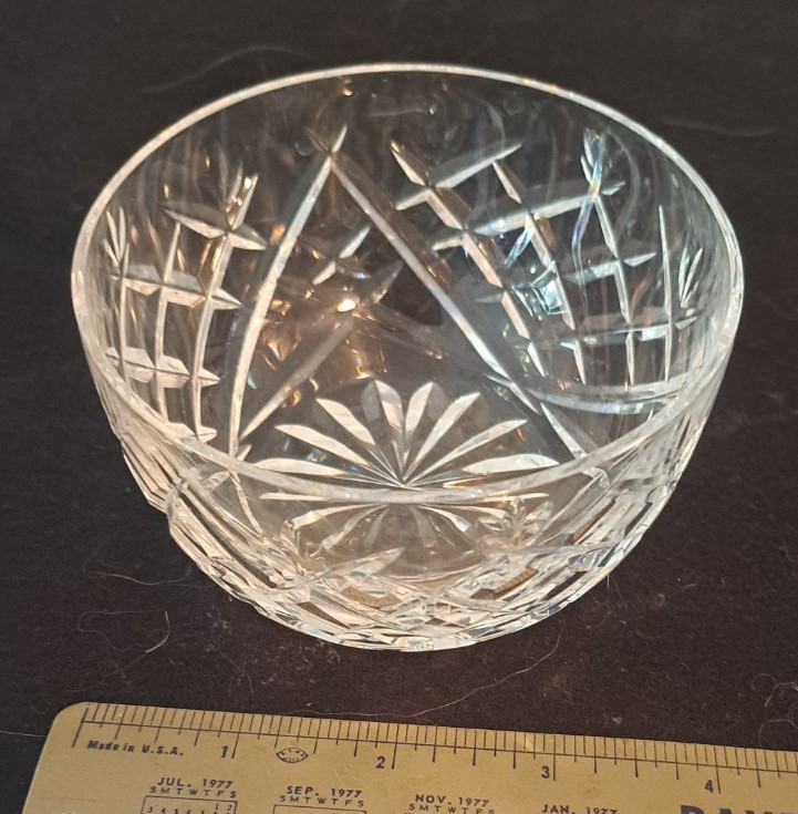Waterford Signed Cut Crystal 4-inch Bowl, "Donegal" Pattern, Mint