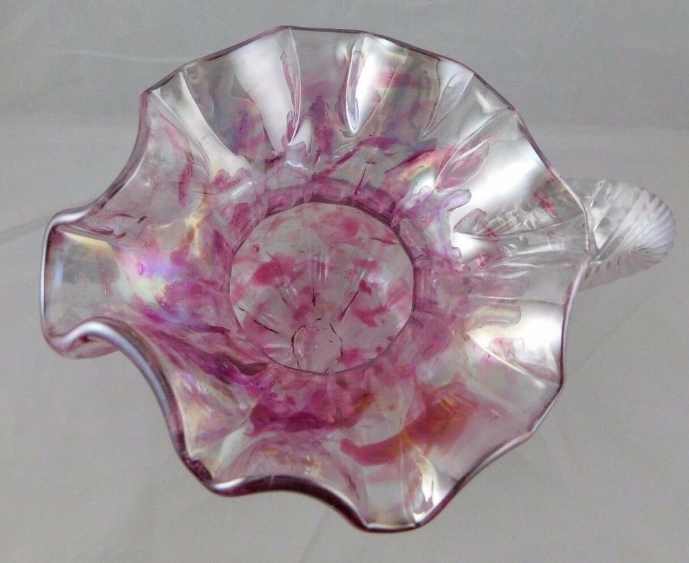 Iridized Ruffle Top with Twisted Handle Pitcher