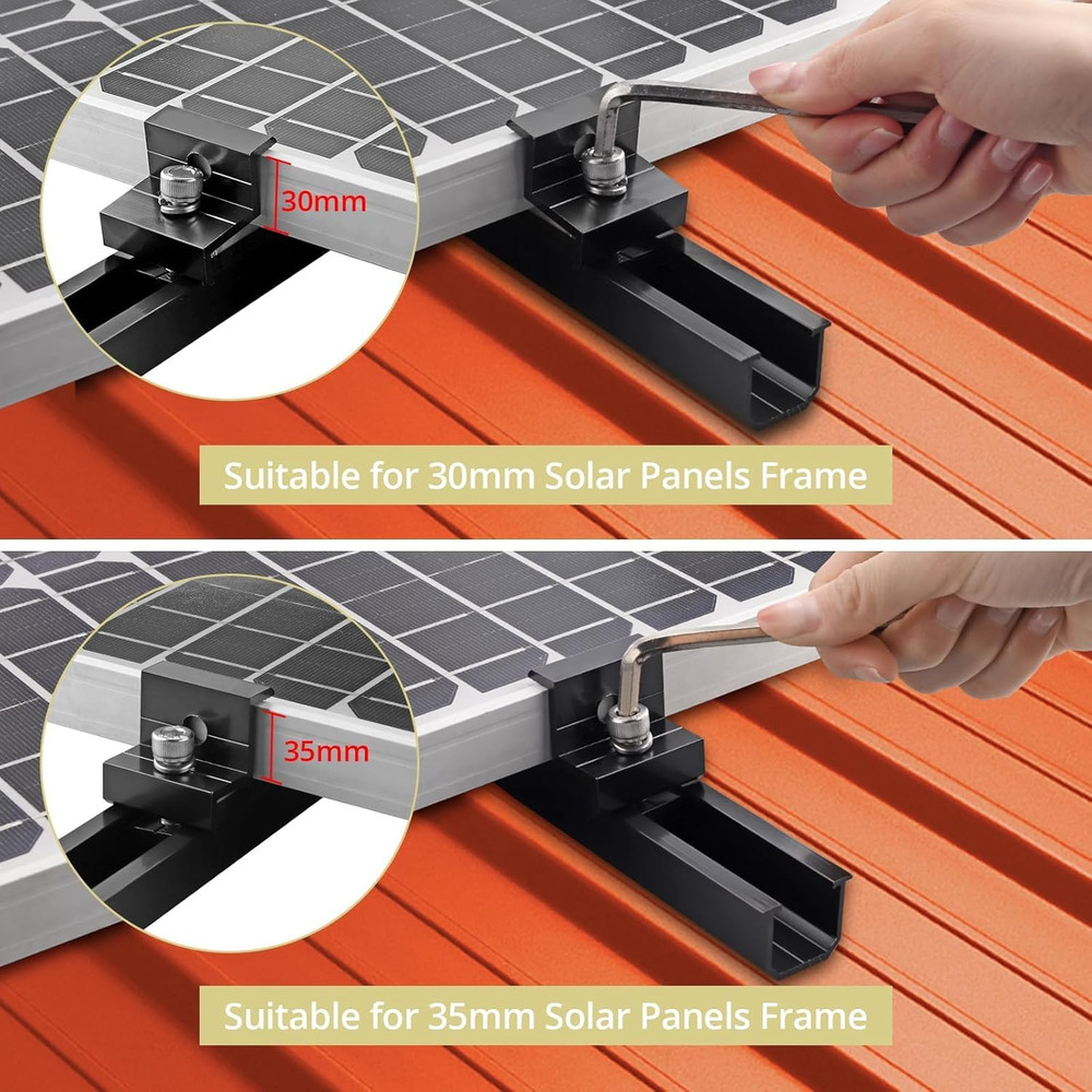 6Pcs Solar Panel Mounting Brackets, Aluminium 7.87" Solar Panel Mounting Rail &