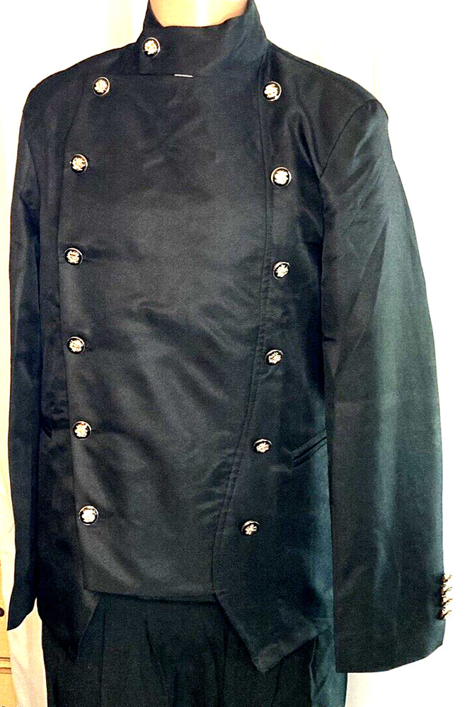 NEW without tags, Black double breasted, silver buttons, top for goth costume,