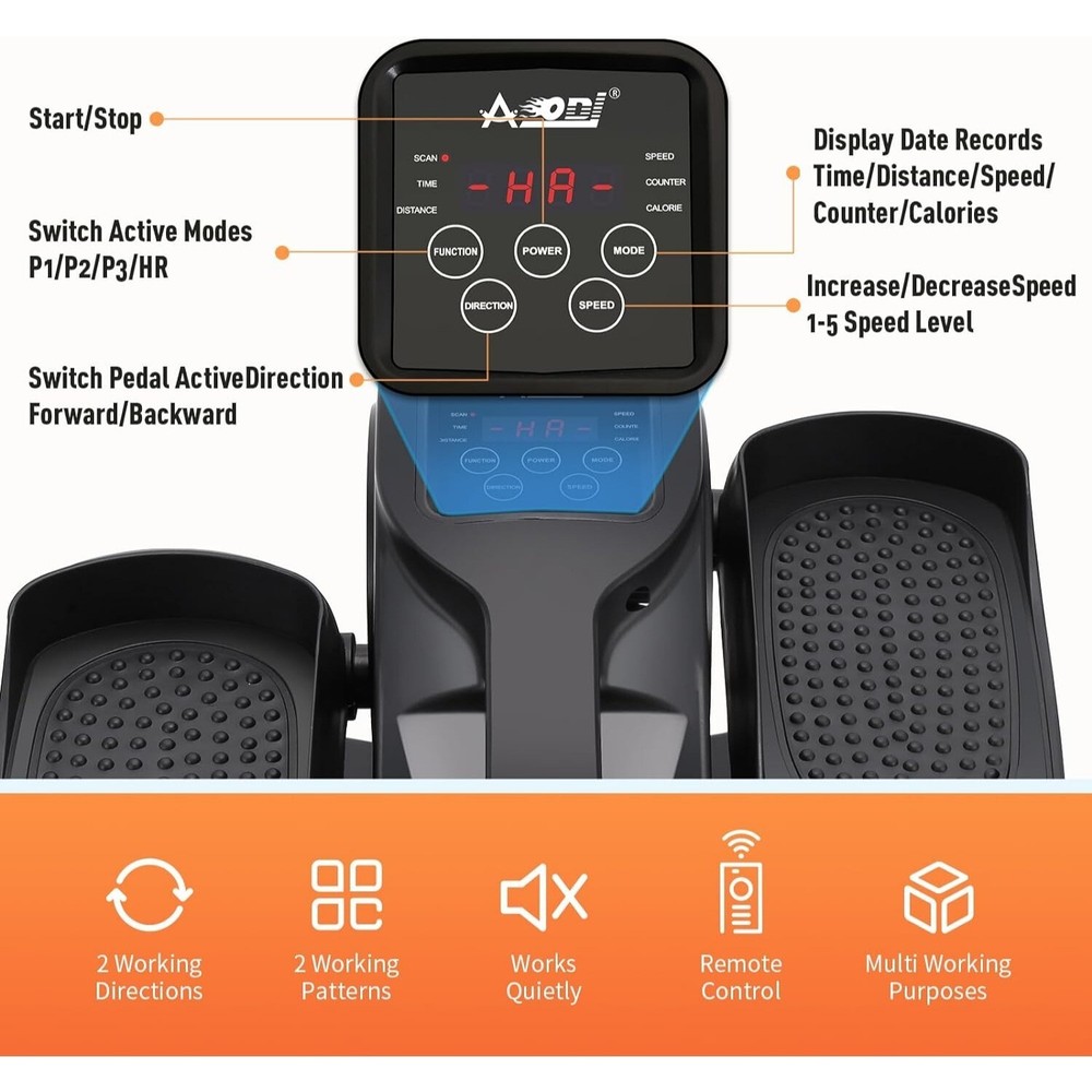 AODI Mini Motorized Under Desk Elliptical Stepper Machine with Remote Display