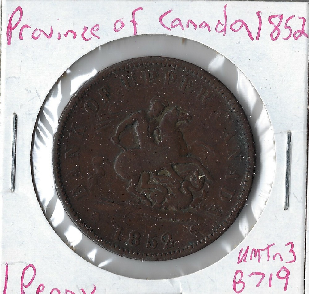 Coin Upper Canada 1 Penny 1852 KMTn3 (B719)