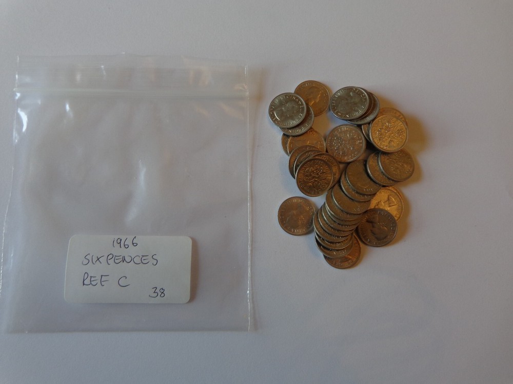 38 ELIZEBETH II SIXPENCES 1966 GOOD CONDITION REF C.