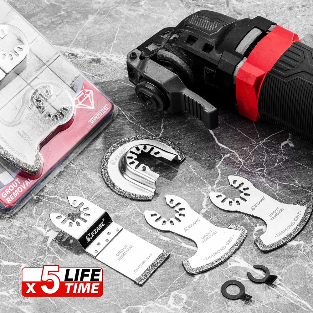 EZARC Diamond Oscillating Tool Blade Set, Multi Mortar 4pcs, Silver