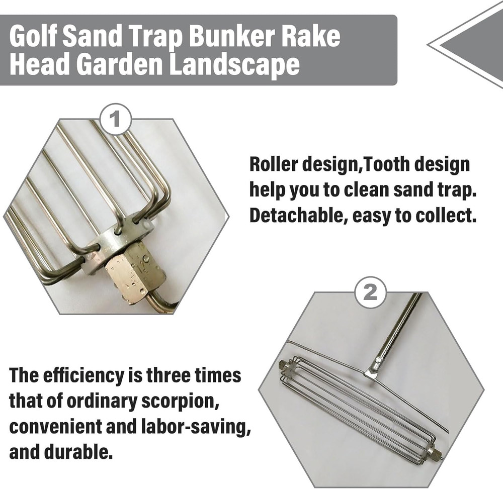 Roller Design Golf Course Sand Rake, Stainless Golf Sand Trap Bunker Simulator,