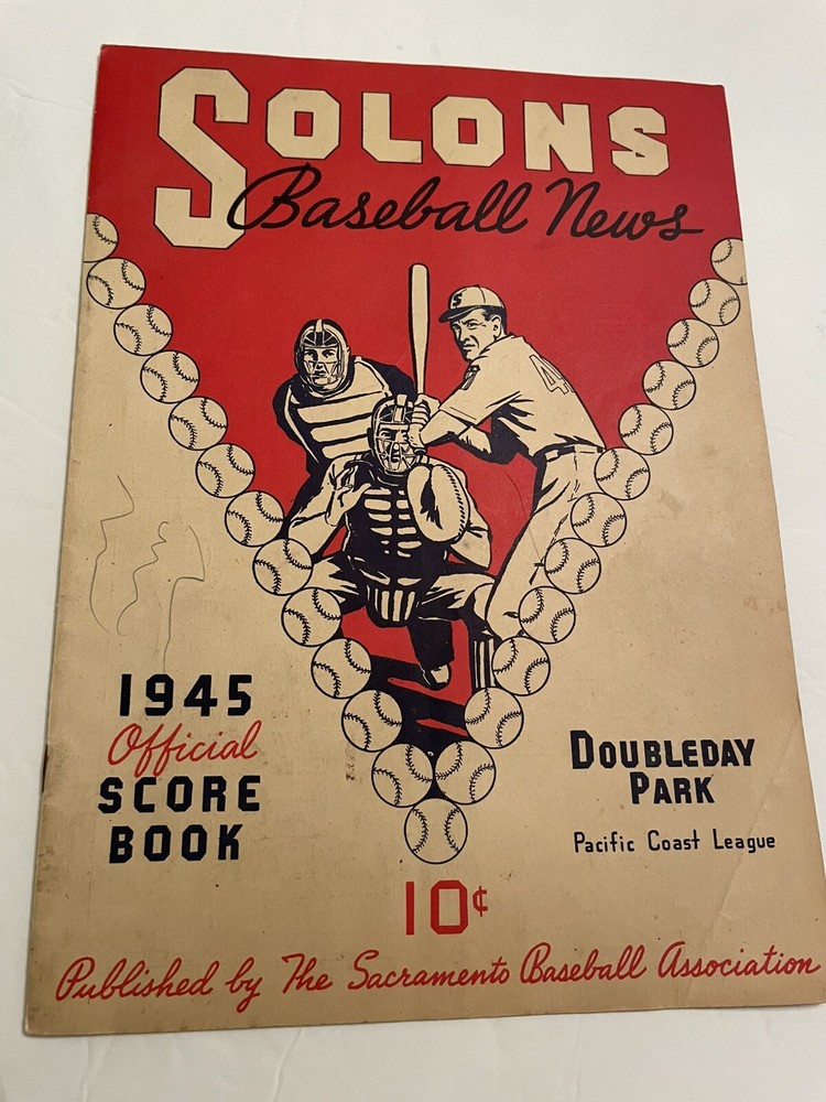 1945 Pacific Coast League Solons Baseball Program Doubleday Park Sacramento Ca