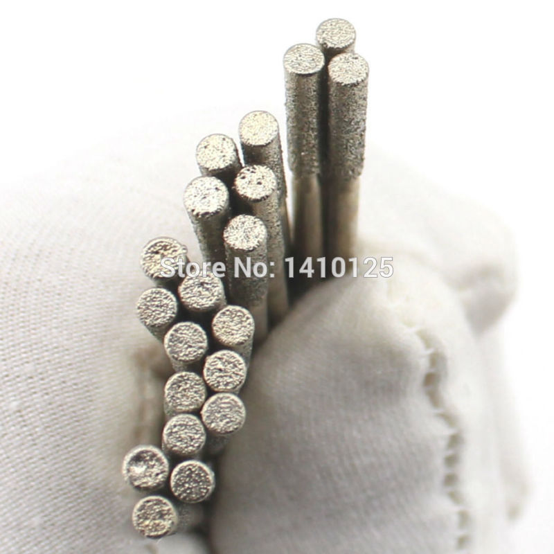 30Pcs 3mm Diamond Coated Cylindrical Grinding Mounted Point Bits Burrs for Stone