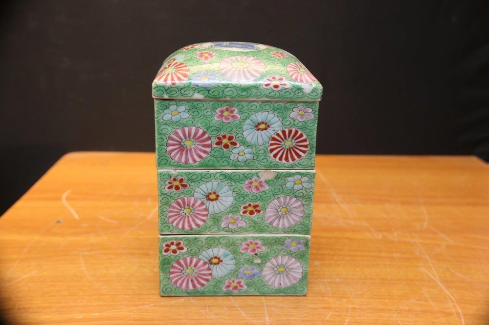 Antique Japanese porcelain stackable box Porcelain Stackable box.