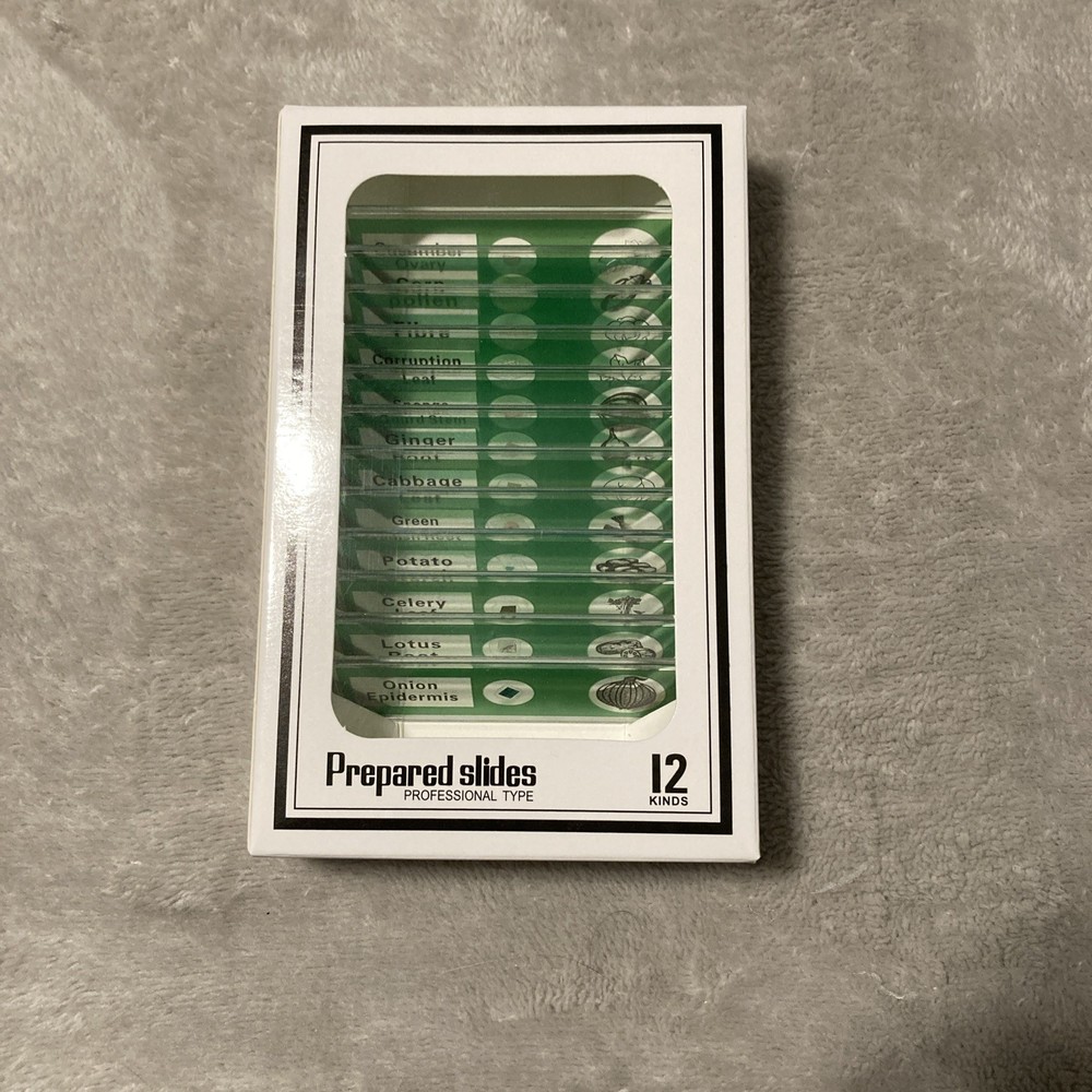 12pcs Prepared Microscope Slides for Kids Plants