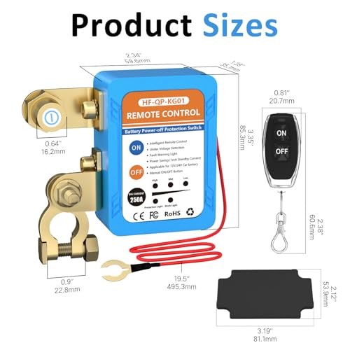 Kill Switch for Car, 12V/24V 250A Remote Battery Disconnect Switch Automatic