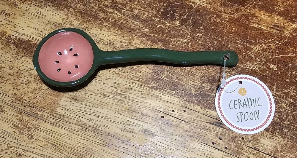 Creamer Spoon Watermelon Fruit Ceramic Seeds