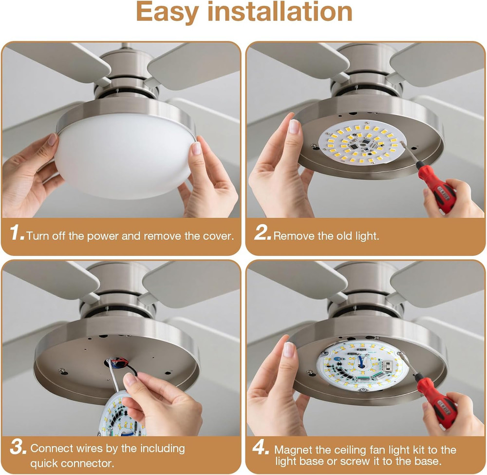 4 Inch LED Retrofit Light Kit for Ceiling Fan Light Replacement Panel PCB 18W 60