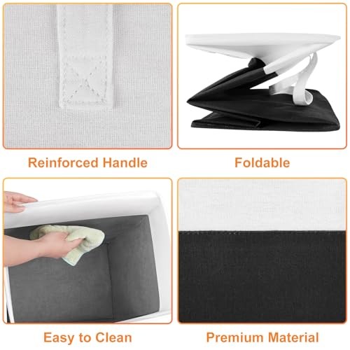 laundry basket 3-Pack, laundry hamper, Hamper with handles, 75L Black
