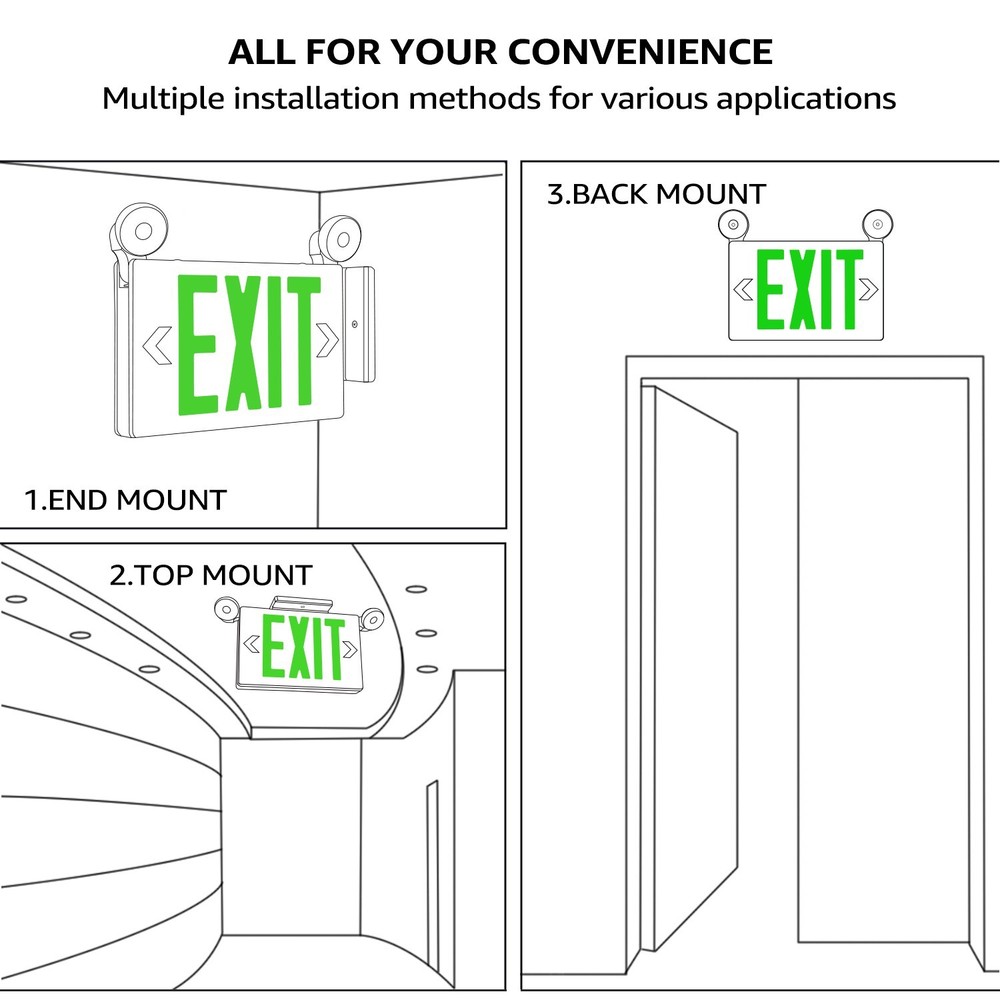 4 Pack LED Exit Sign Emergency Light, Compact Combo UL924, Battery Backup
