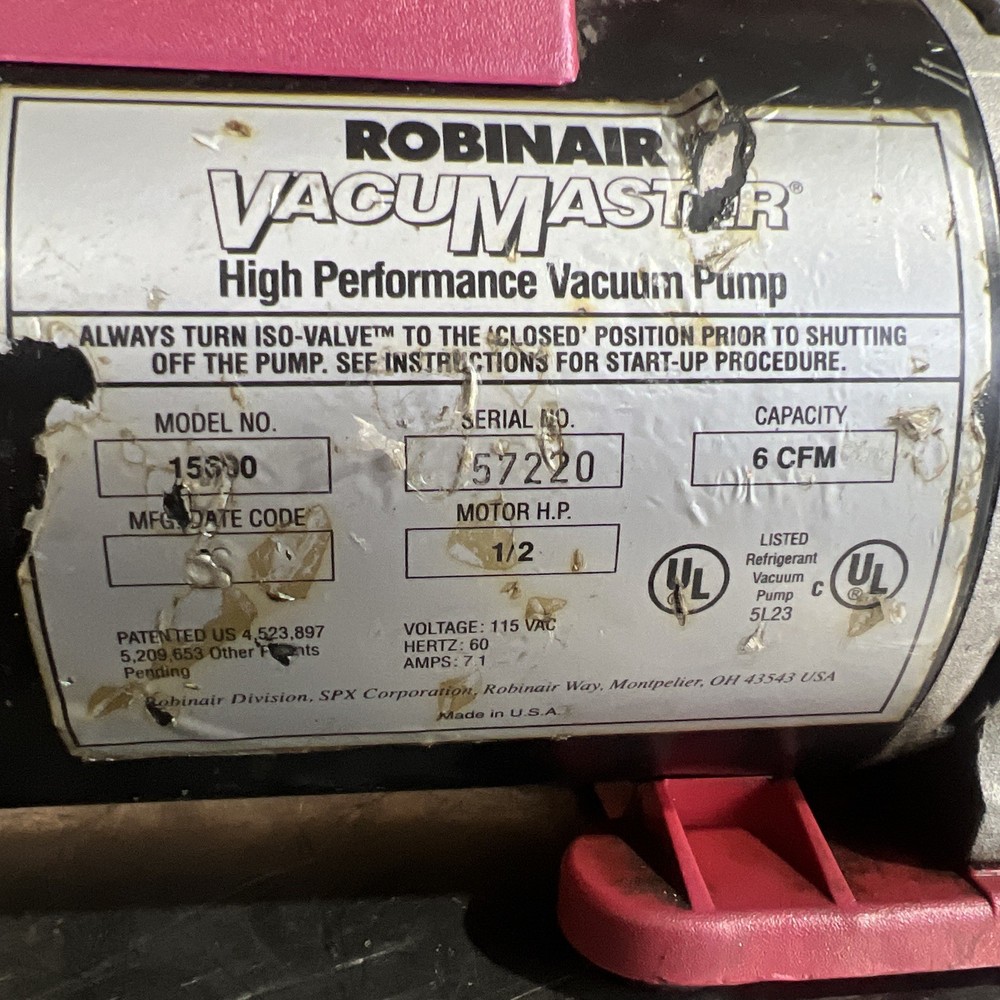 Cooltech High Performance Robinair Vacuum Pump 15600 Used Surplus