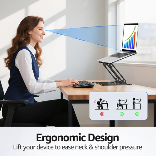Urmust Laptop Notebook Stand Holder Adjustable Portable A-Black