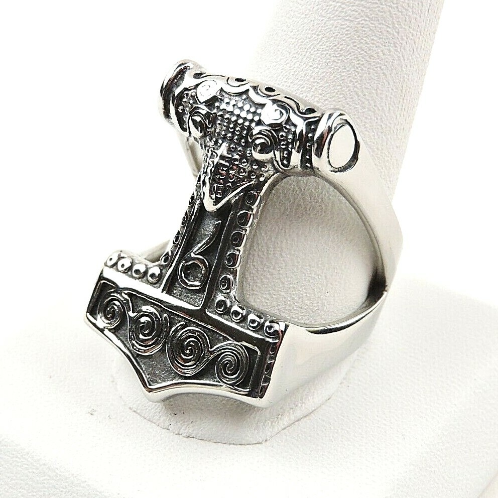 Stainless Steel Viking Hammer Ring - Free Gift Packaging