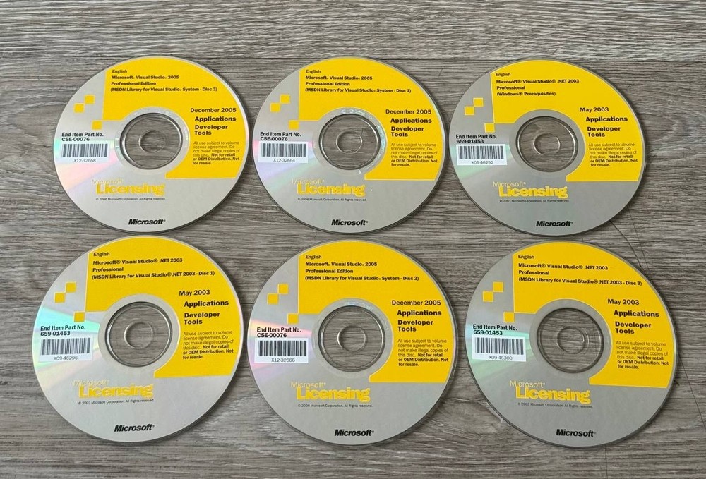Lot of 24 Microsoft Visual Studio 6.0 .NET 2003 2005 MSDN Library CDs