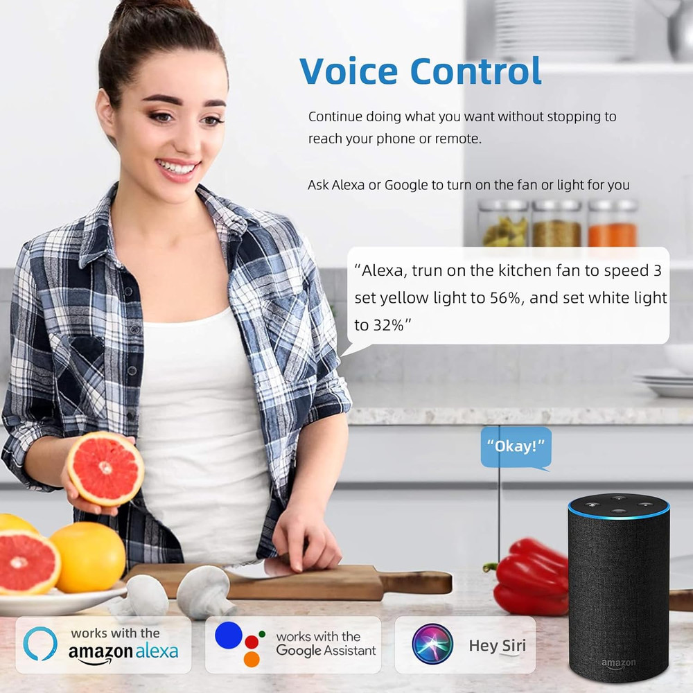 42” Retractable Ceiling Fan with Lights, Bluetooth, Alexa & Google Control