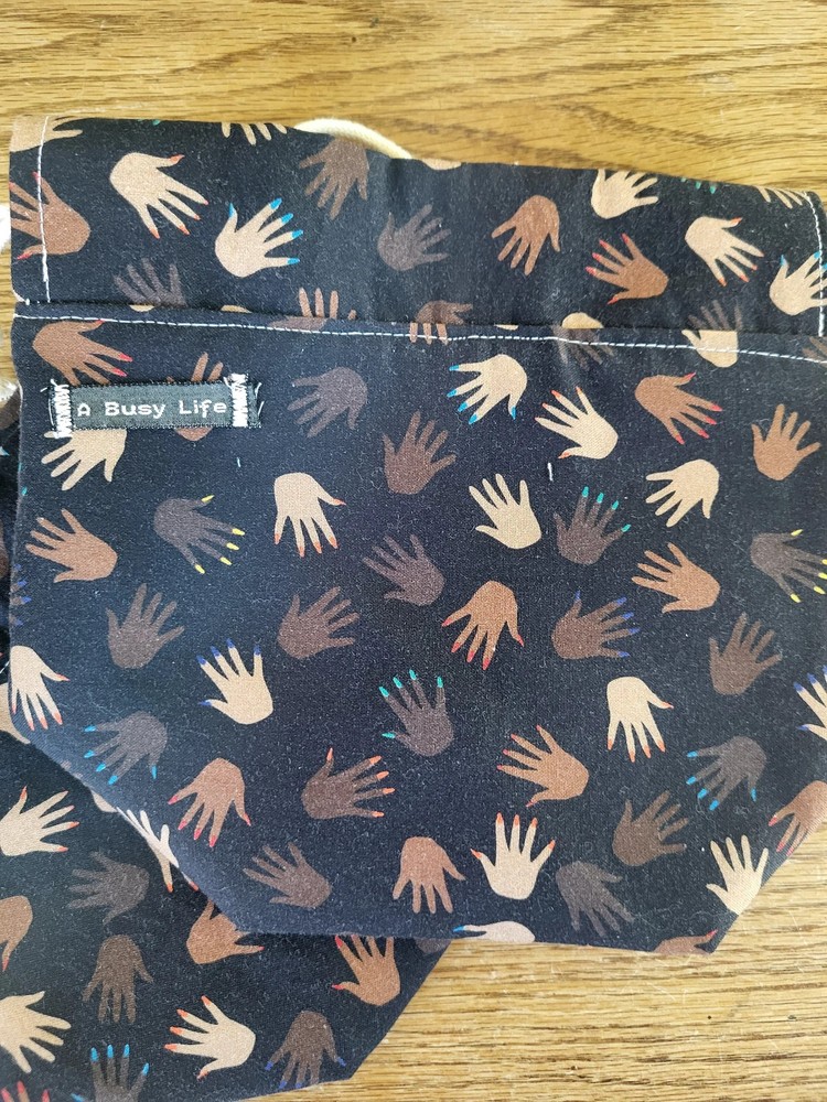 Upcycled Sock Sack, drawstring bag, small project bag, small storage bag