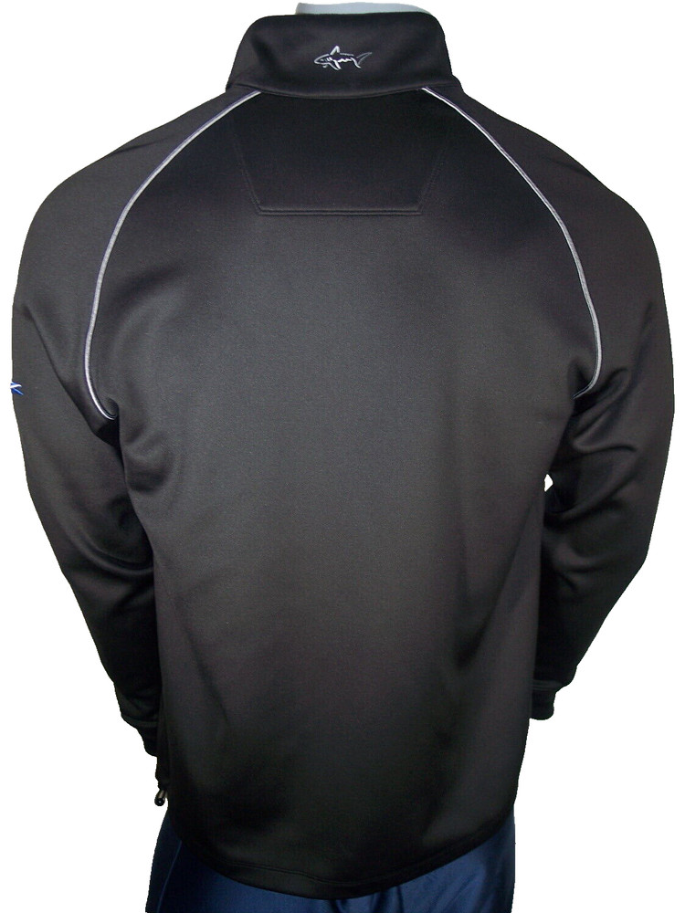 Greg Norman Med Black Poly/Spandex 1/4 Zip Pullover Barclays & Plainfield Logos