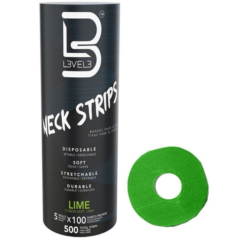 L3VEL3 Neck Strips Lime Green 500 Count Disposable Soft Stretchable Durable