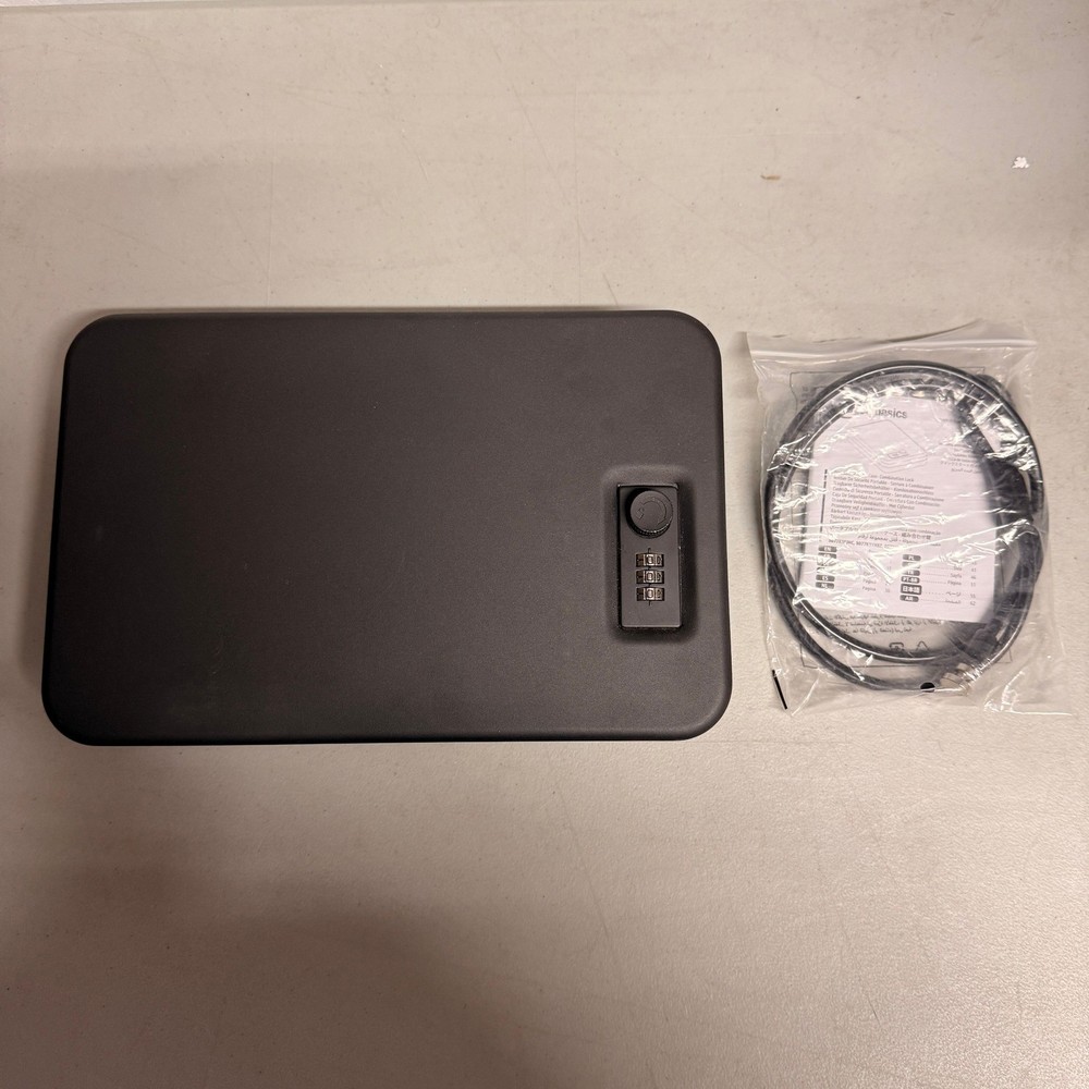 Amazon Basics Portable Lock Box Safe XXL, Black, Small Security Case with Combin