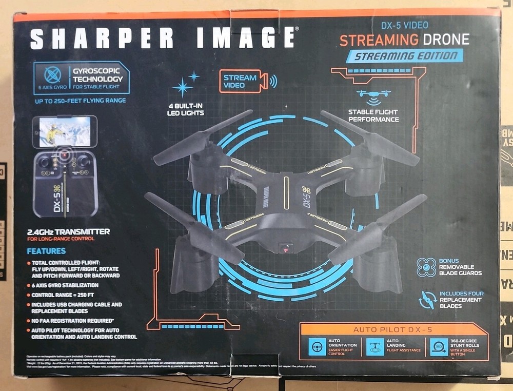 Sharper Image DX-5 HD Video Streaming Drone Edition Untested Missing Charger