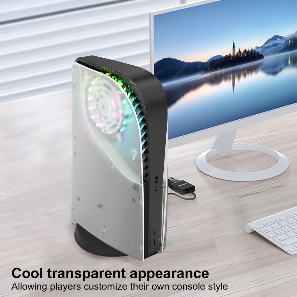 RGB Light Ring & Transparent Replacement Shell for PS5 Disc Edition Console