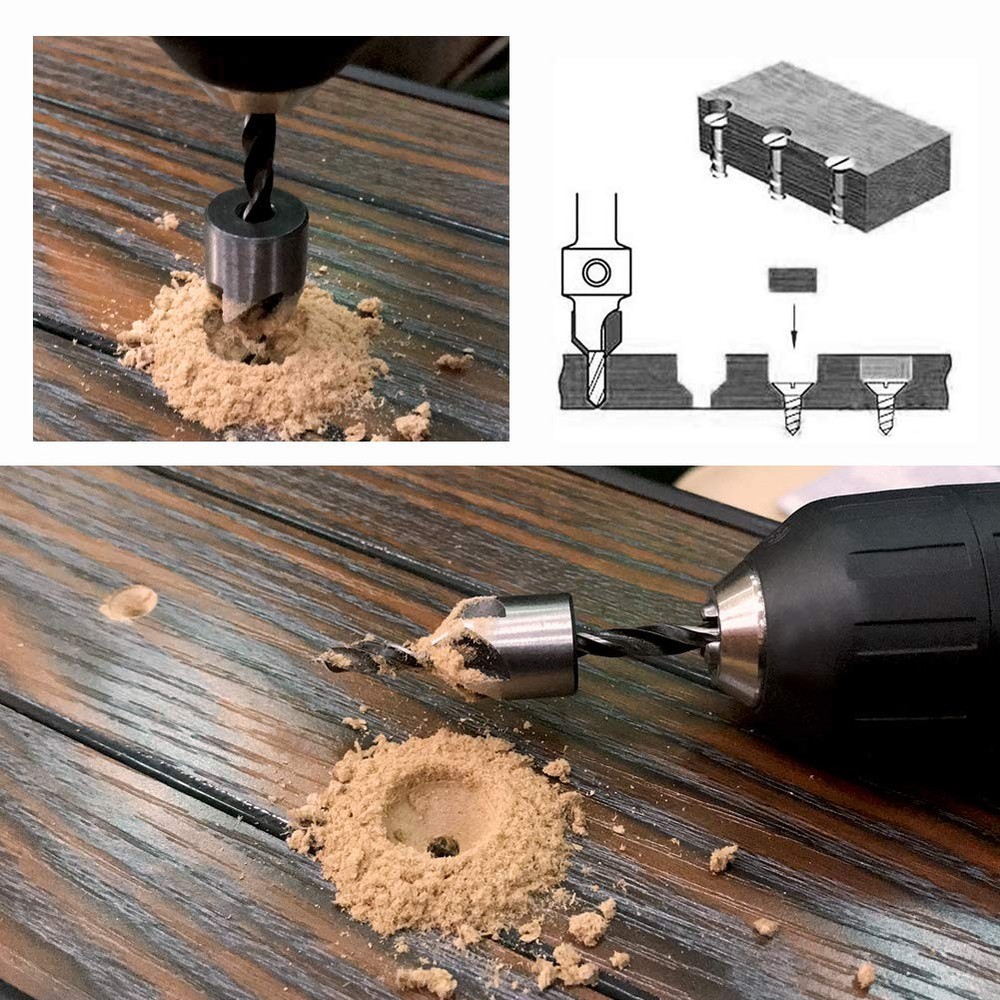 COMOWARE Countersink Drill Bits Set- 7Pcs Counter Sink Bit for Wood High...