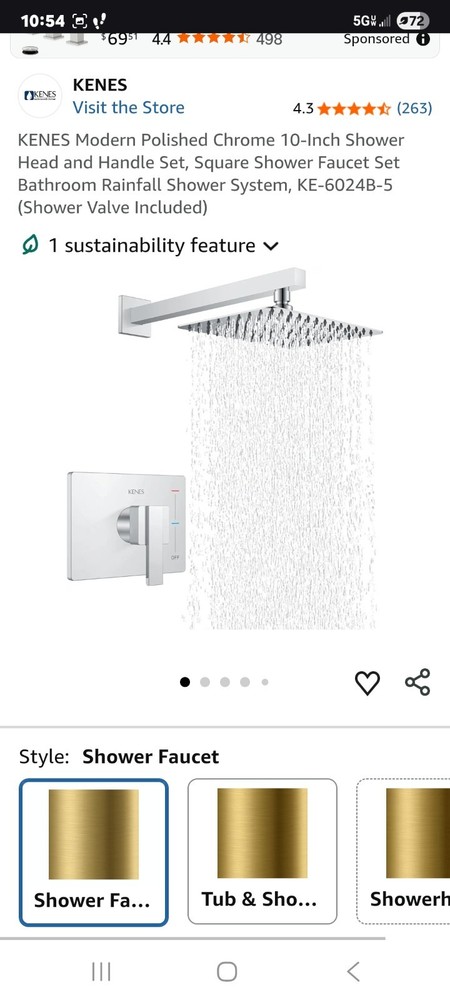Kenes Polished Chrome Rainfall Shower head and Single Handle Faucet Set READ