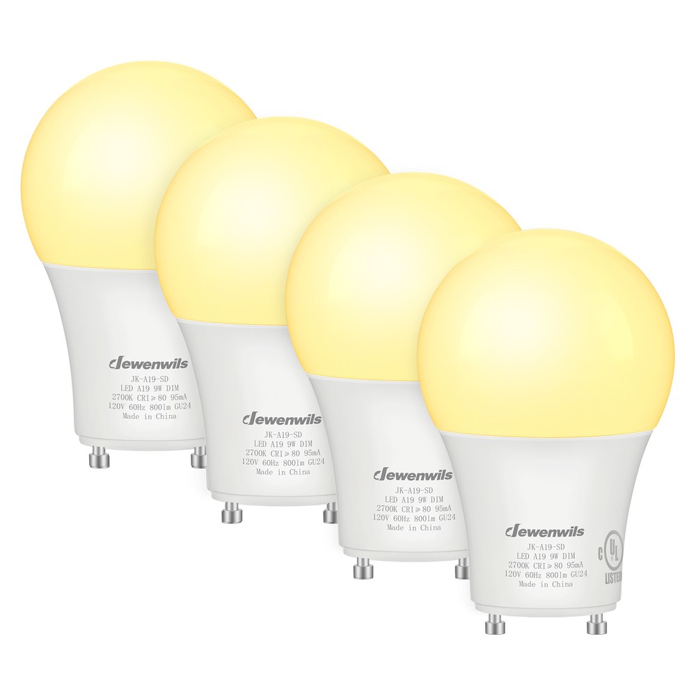 DEWENWILS GU24 LED Light Bulb, Dimmable 2 Prong Light Bulbs, Warm White, 4 Pack