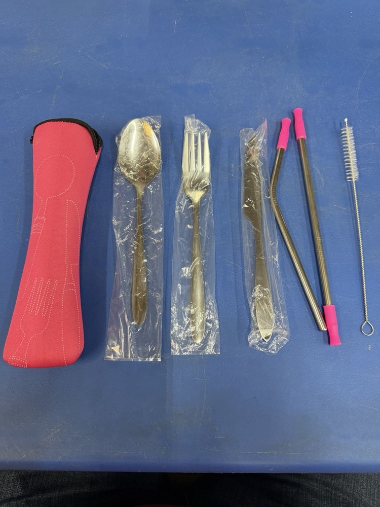 4-PACK Travel Utensils with Silverware Set Stainless w/case