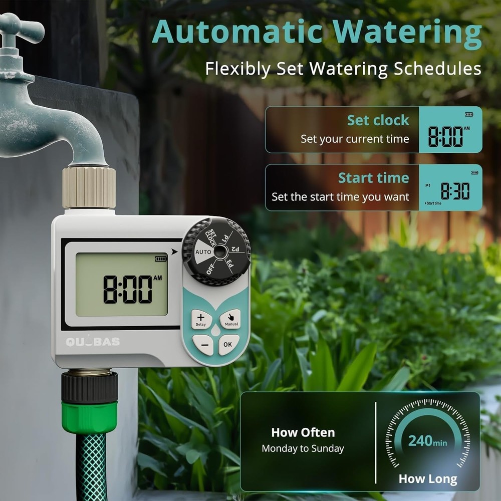 Low Pressure Water Timer, Weekly Programmable Sprinkler Timer with Brass Inle...