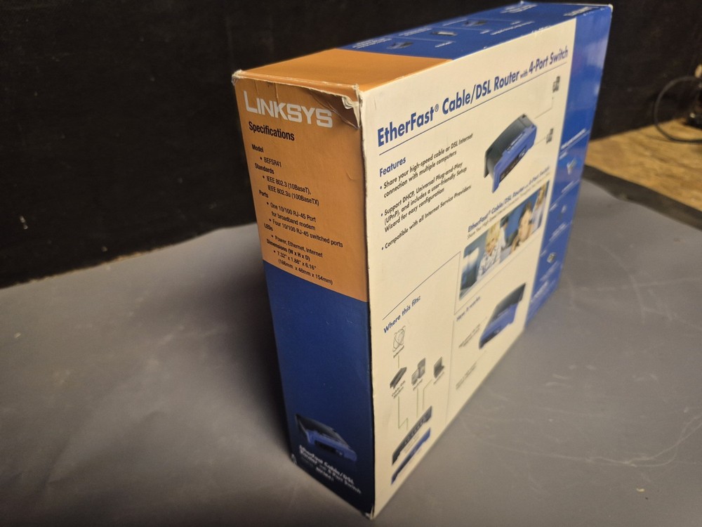 New Linksys Cable/DSL Router Model BEFSR41 Wired Etherfast With 4 Port Switch