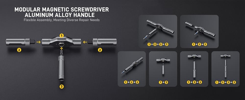 1 Magnetic Screwdriver, Screwdriver Set, Multi Bit Ratcheting Screwdriver