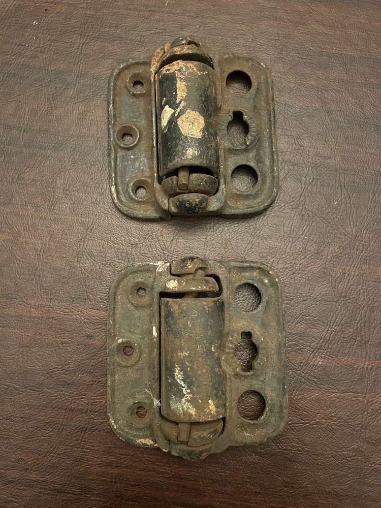 Antique Cast Iron Spring Loaded Screen Door Hinge Hardware Set Black